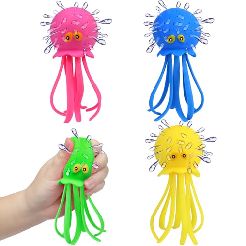 Auvitaya 4-Pack Octopus Water Balls – Sensory Stress Relief Floating Pool Toys for Kids, Toddler Swim & Bath Toys, Goodie Bag Fillers