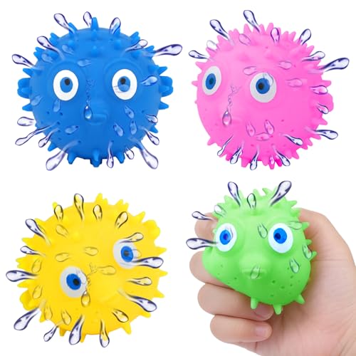 Auvitaya Pufferfish Water Balls - 4 Pack Sensory Stress Relief Floating Pool Toys for Kids