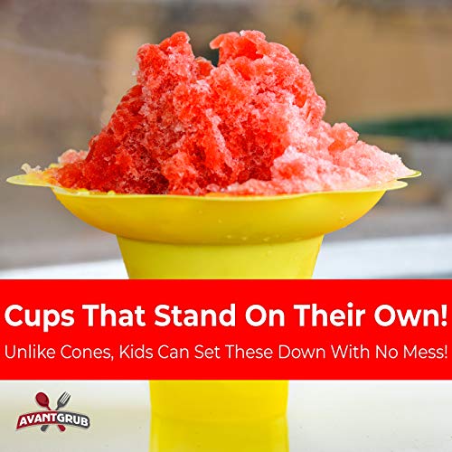 Avant Grub 25-Pack Reusable 4oz Flower Snow Cone Cups – Leakproof, Drip-Catching, Standalone Design for Parties, Shaved Ice, Ice Cream, and Snacks