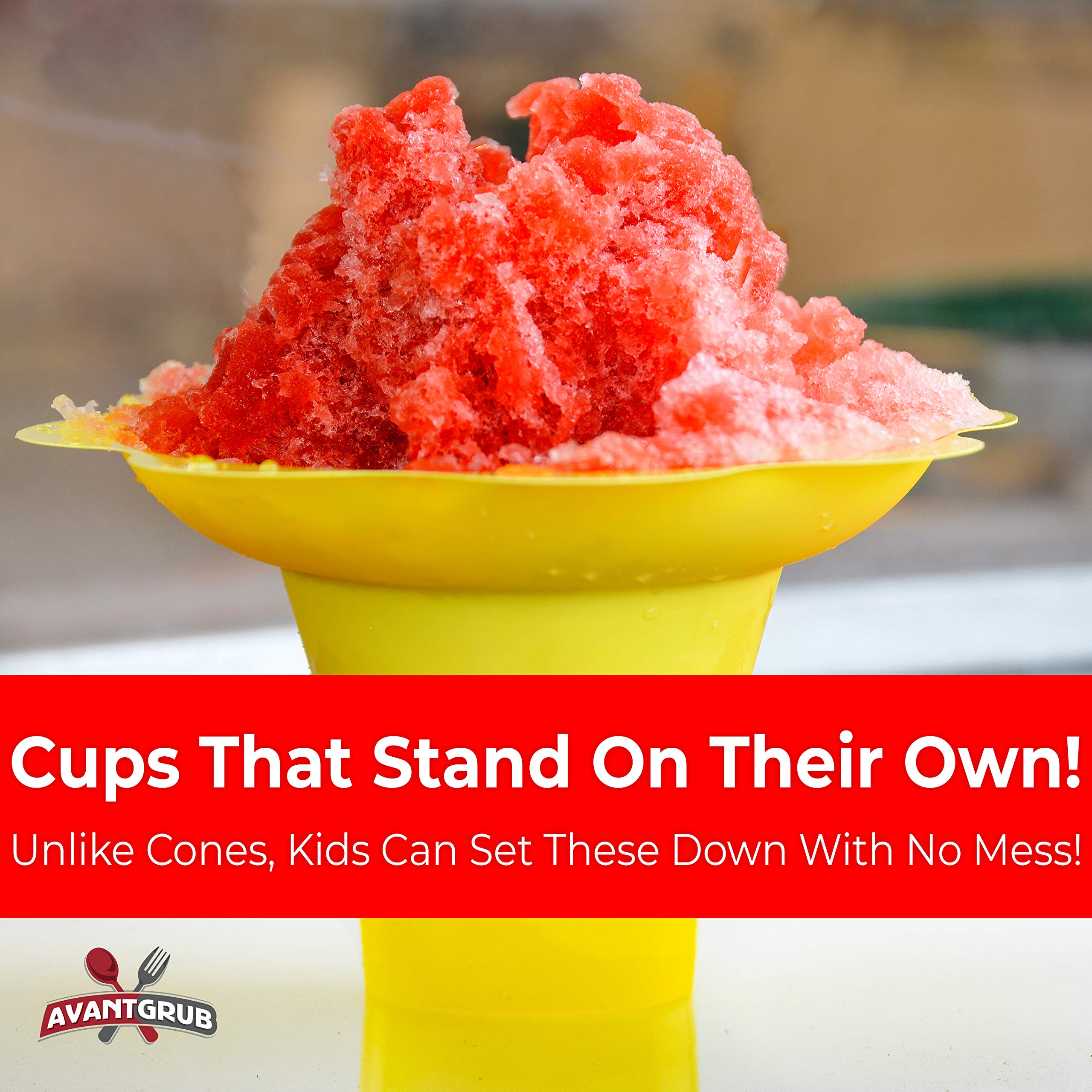 Avant Grub 25-Pack Reusable 4oz Flower Snow Cone Cups – Leakproof, Drip-Catching, Standalone Design for Parties, Shaved Ice, Ice Cream, and Snacks