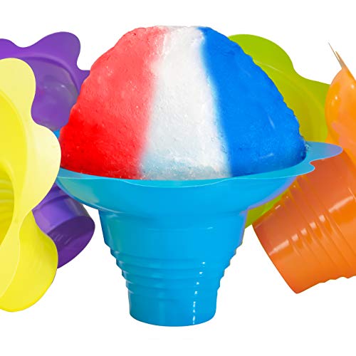 Avant Grub 25-Pack Reusable 4oz Flower Snow Cone Cups – Leakproof, Drip-Catching, Standalone Design for Parties, Shaved Ice, Ice Cream, and Snacks