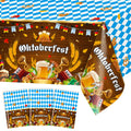 Avezano 3-Pack Blue & White Checkered Oktoberfest Tablecloths - 108x54 Inch Disposable Plastic Tablecovers for Beer Festival Party Decor