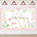 Avezano Pink One Silly Goose Backdrop Banner – 6x3.6 ft Polyester Farm Animal 1st Birthday Party Decor