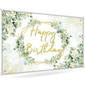Avezano Sage Green Birthday Backdrop | 70.8x43.3 Inch Greenery Eucalyptus Party Background