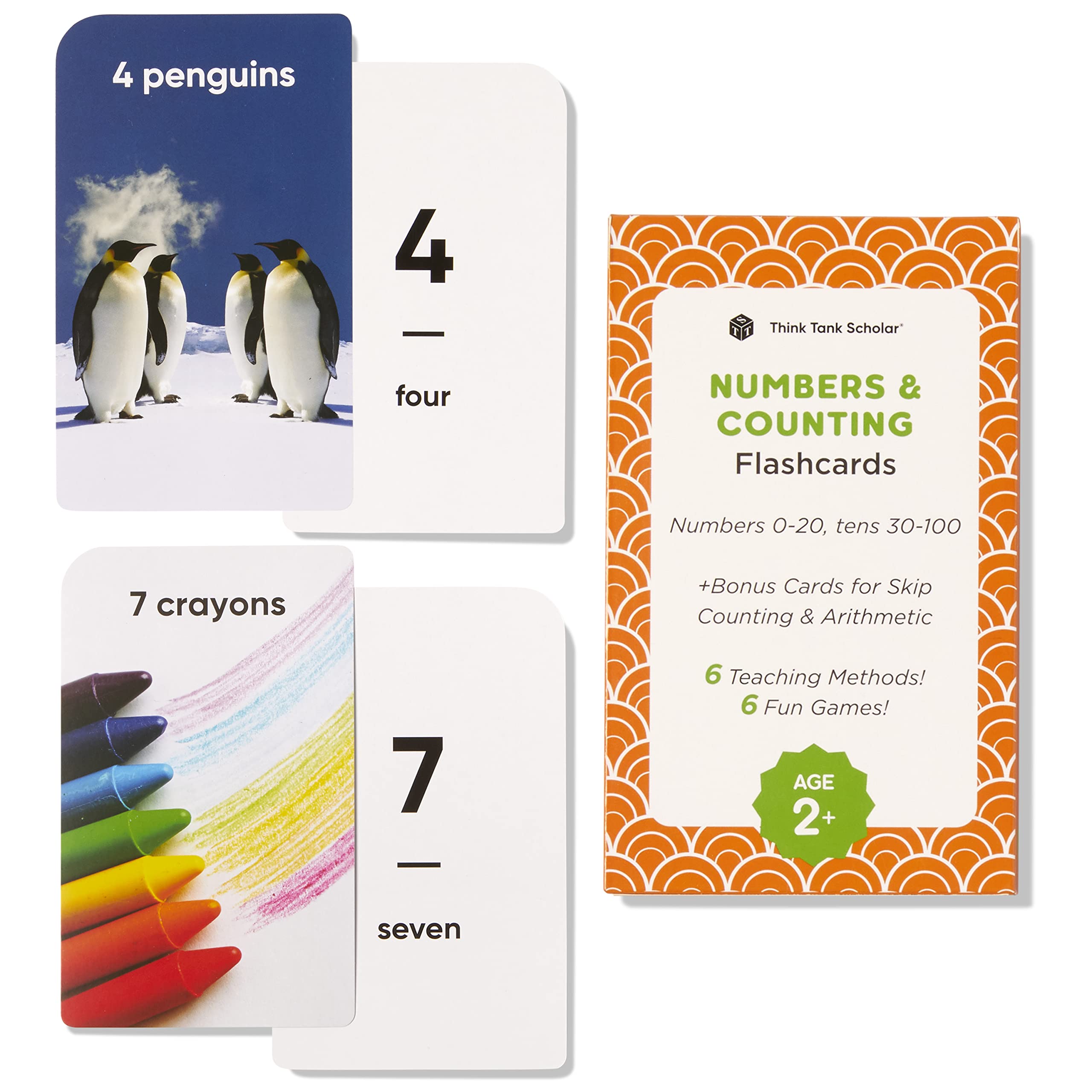Award-Winning Numbers & Counting Flash Cards by Think Tank Scholar – 36 Durable Cards for Ages 2-8
