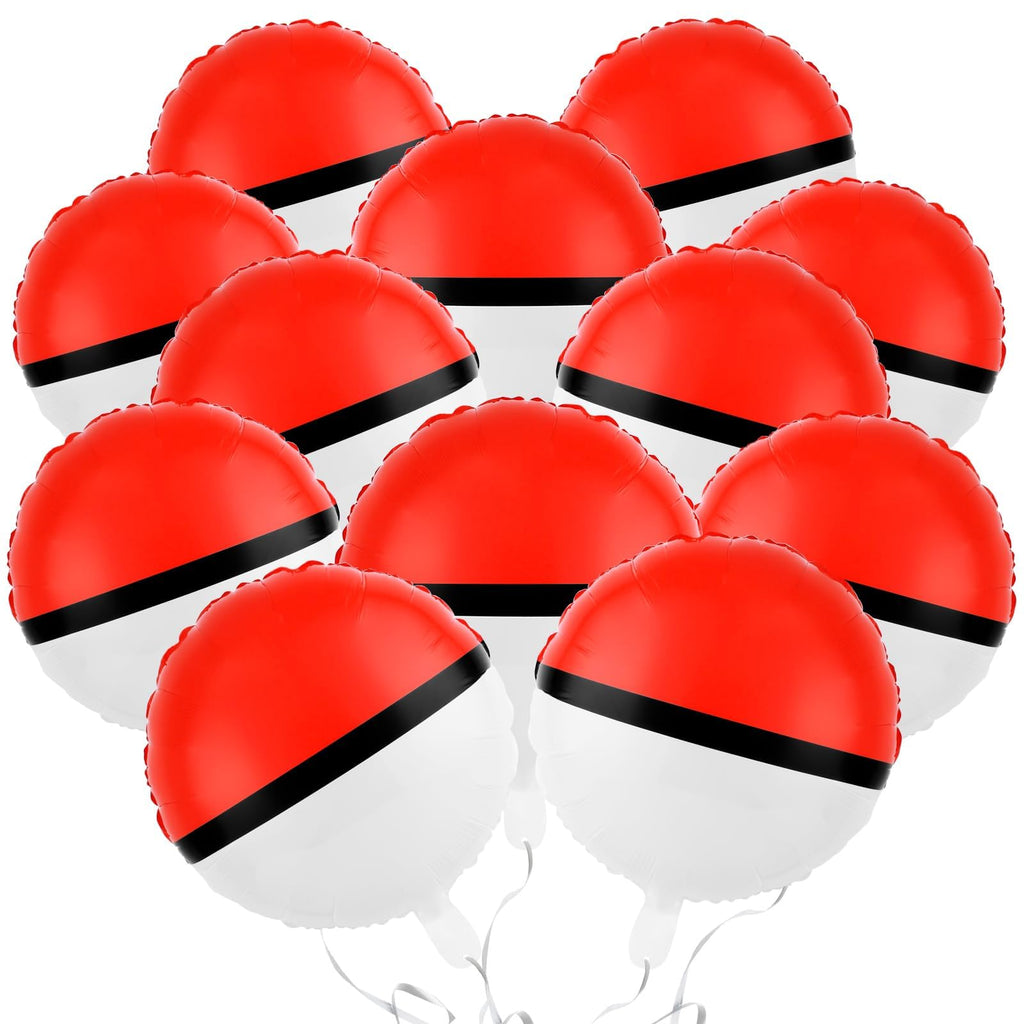 AXBMM 12-Pack 18 Inch Red & White Cartoon Foil Balloons – Reusable Self-Sealing Party Balloons for Birthdays