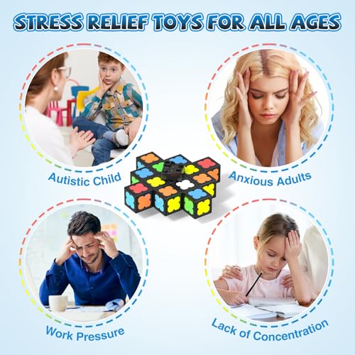 Axirata 4-in-1 Magnetic Fidget Spinner Cube Set – Glow-in-the-Dark Transformable Blocks for Stress Relief & Sensory Play
