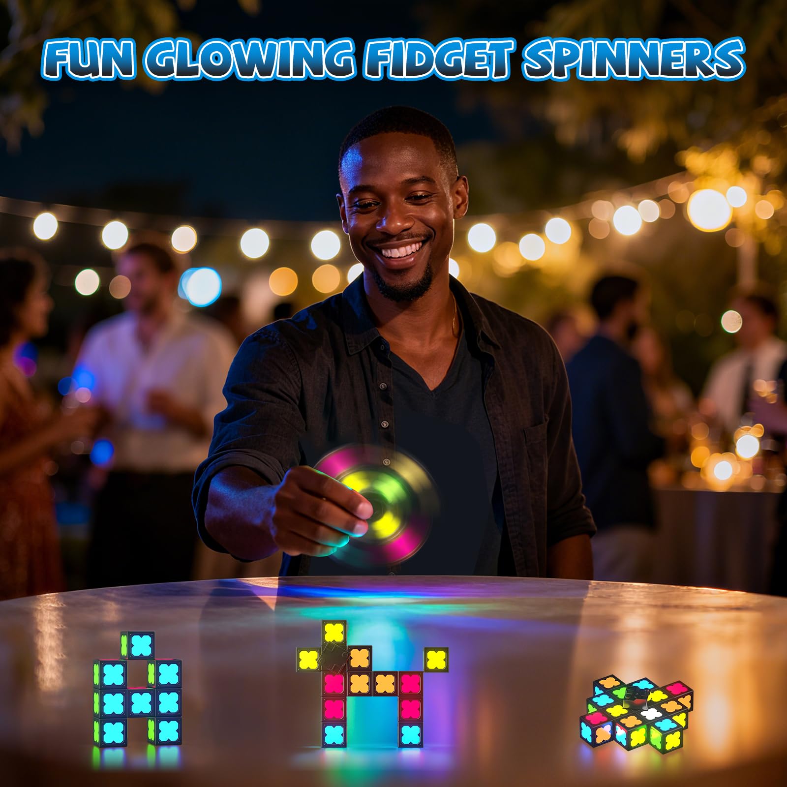 Axirata 4-in-1 Magnetic Fidget Spinner Cube Set – Glow-in-the-Dark Transformable Blocks for Stress Relief & Sensory Play