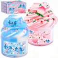 Axolotl Cloud Slime and Peach Butter Slime Kit with Charms – Non-Stick Stress Relief Toy for Kids