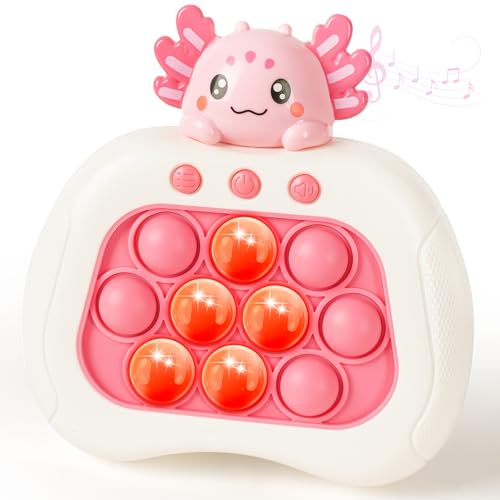 Axolotl Push Pop Fidget Game - Handheld Light Up Console with 4 Modes for Kids Ages 3-12