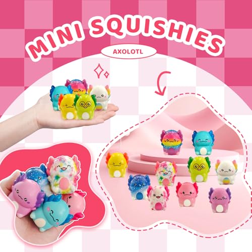 Axolotl Slow Rising Squishy Toys - 20 Pack - Cute Party Favors & Classroom Prizes
