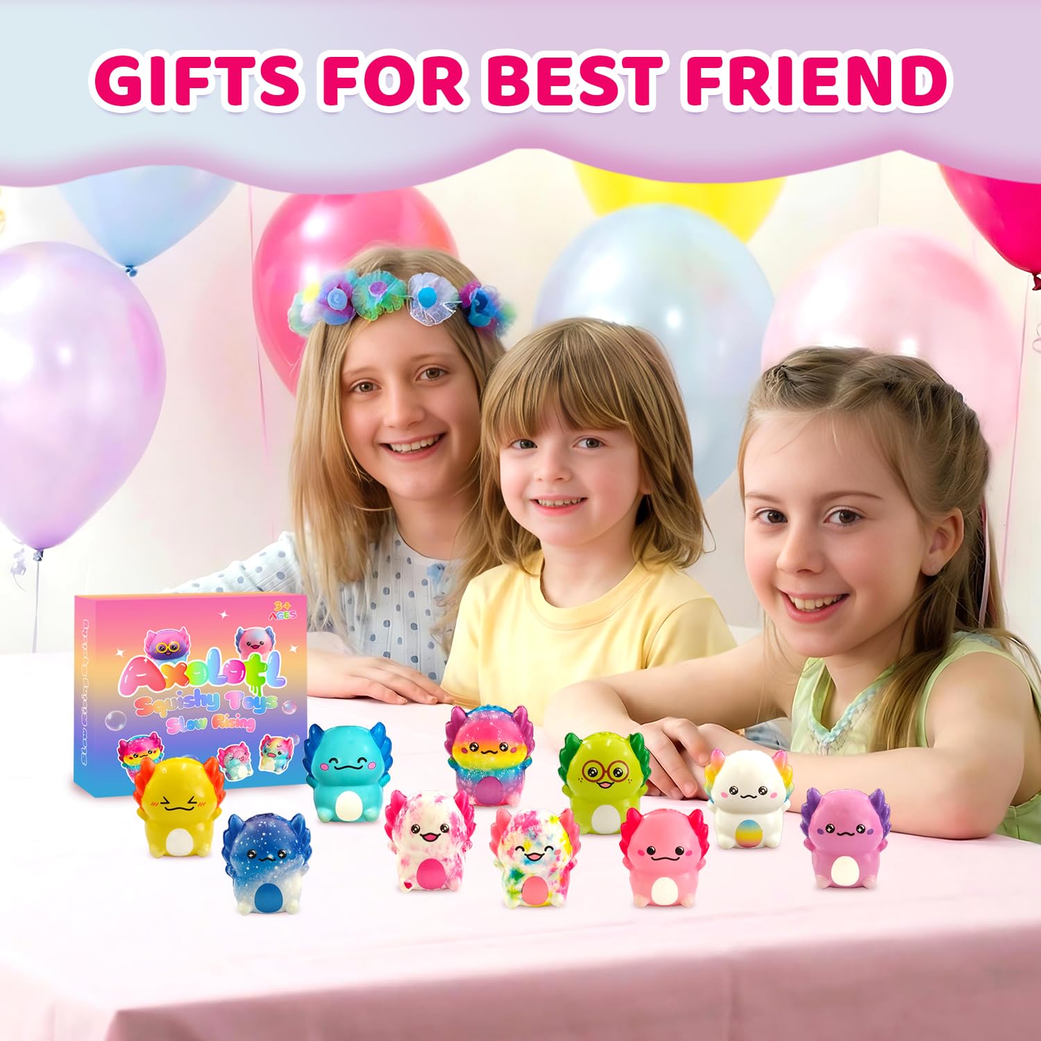 Axolotl Slow Rising Squishy Toys - 20 Pack - Cute Party Favors & Classroom Prizes