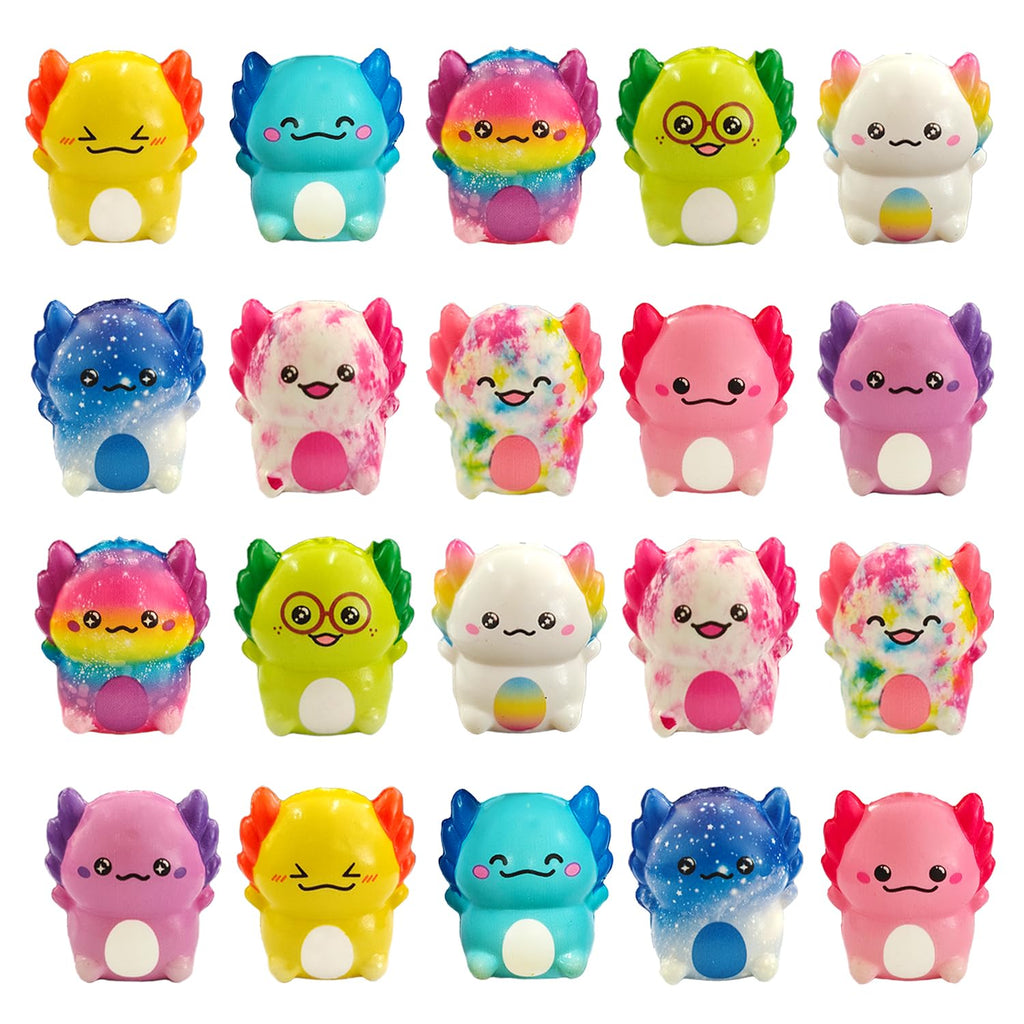 Axolotl Slow Rising Squishy Toys - 20 Pack - Cute Party Favors & Classroom Prizes