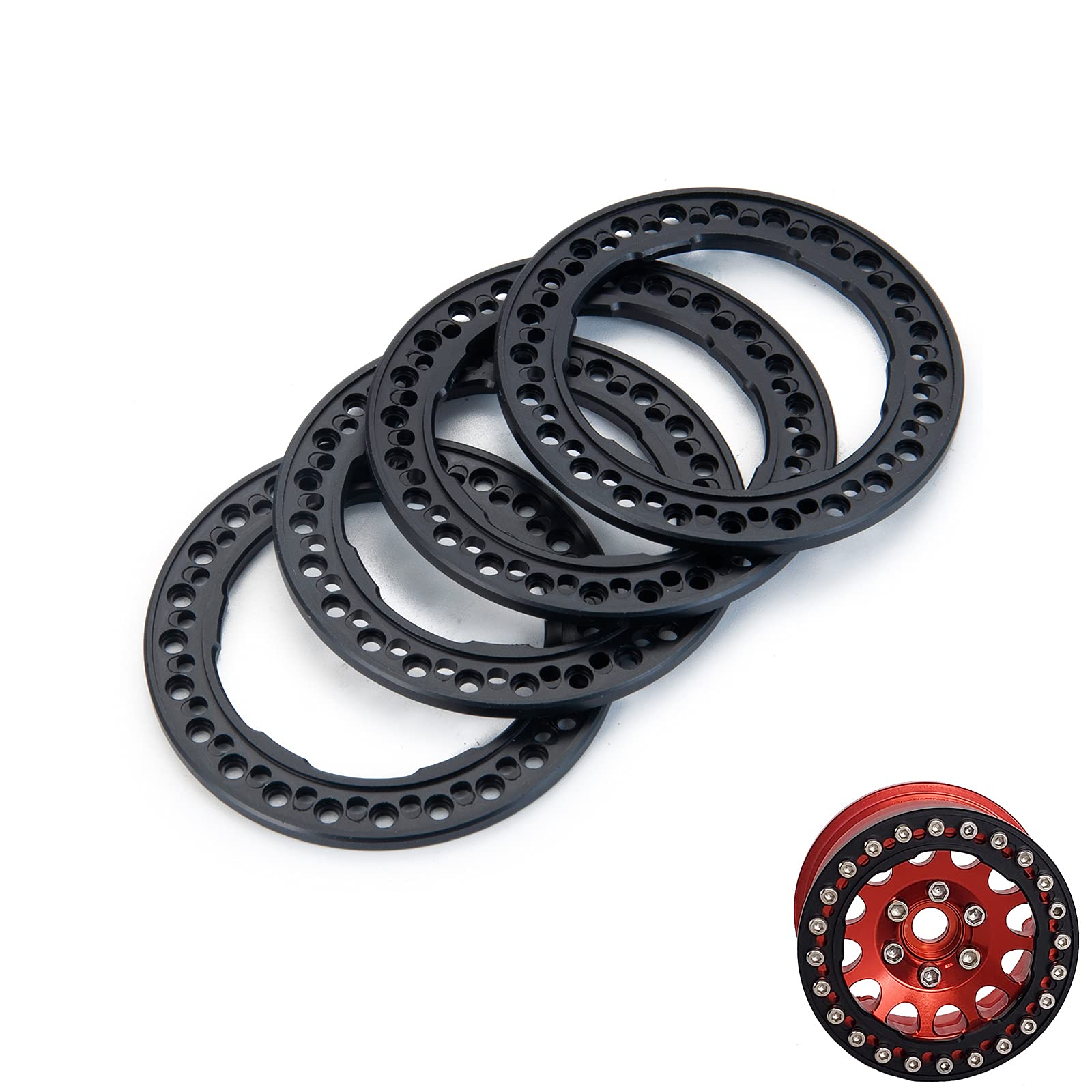 AXSPEED Que-T 1.9 Inch Beadlock Wheel Rings (Black) for 1/10 RC Crawlers SCX10 TRX4