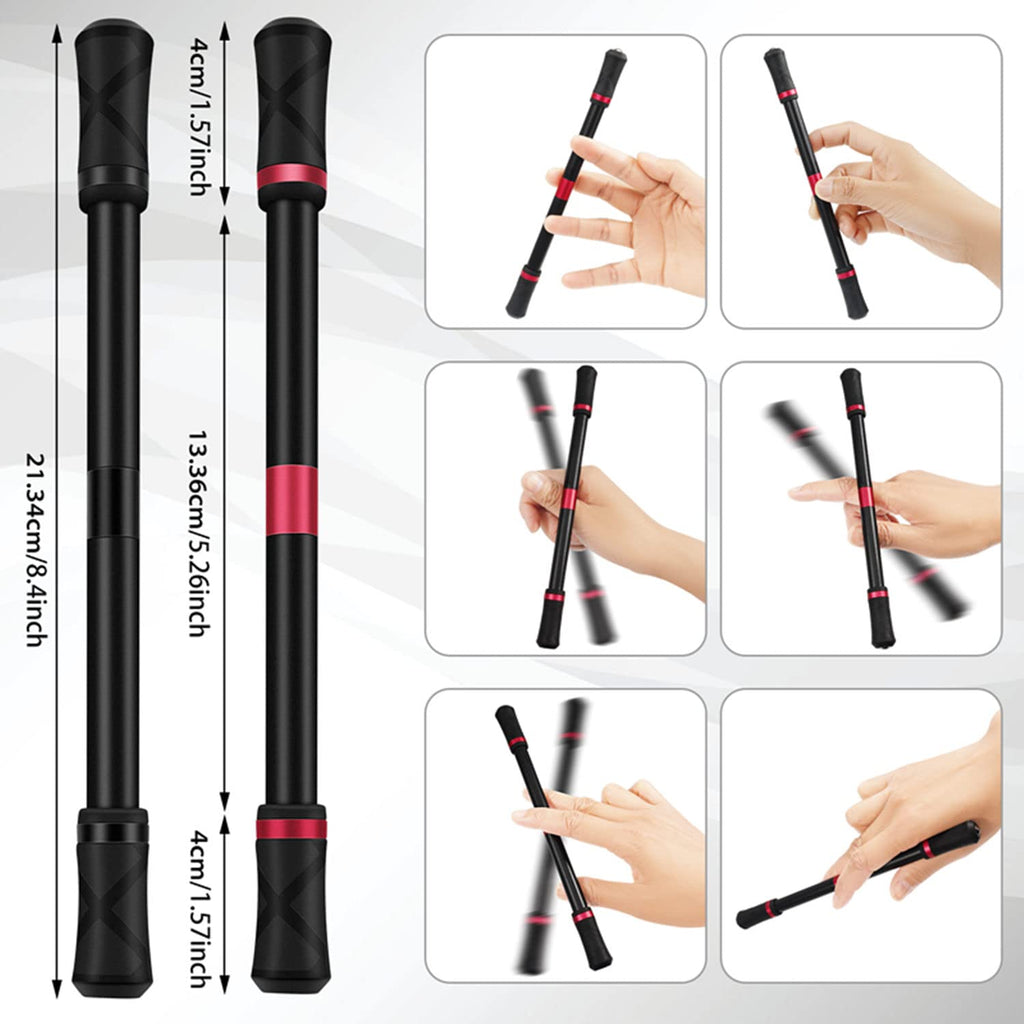 AYXXZJD Pen Spinning Set - 4 Modular Spinner Pens with Weighted Balance, ABS Barrel, and Tutorial (Silver, Black, Red, Blue)