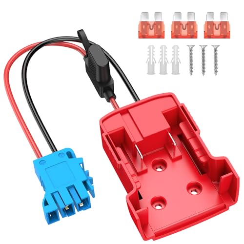 Azocek Power Wheel Adapter for Milwaukee 18V Batteries with Peg-Perego Connector – 12AWG Wire, 40A Fuse