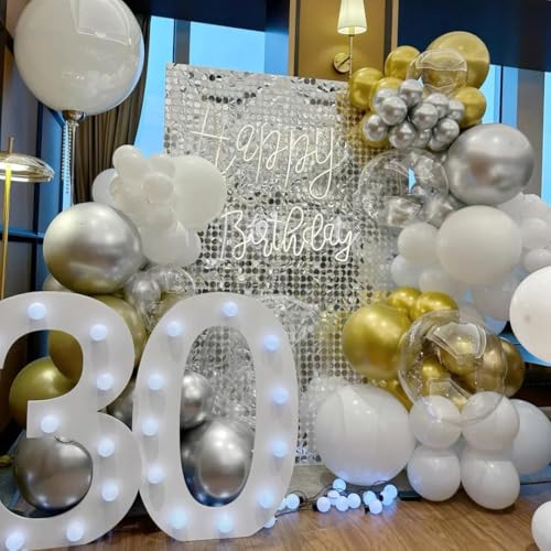 AZOWA 24-Inch White Party Balloons – 10 Large Latex Balloons for Weddings, Birthdays & Baby Showers