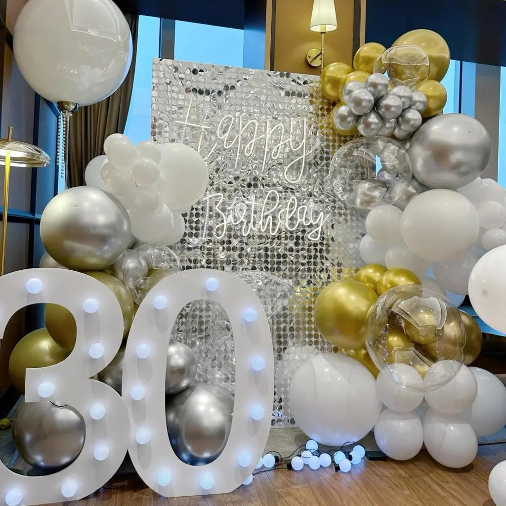 AZOWA 24-Inch White Party Balloons – 10 Large Latex Balloons for Weddings, Birthdays & Baby Showers