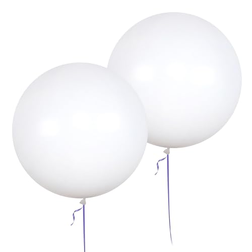 AZOWA 24-Inch White Party Balloons – 10 Large Latex Balloons for Weddings, Birthdays & Baby Showers