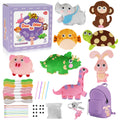 AzReference Kids Sewing Kit for Beginners - Make 8 Stuffed Animals (Rabbit, Dinosaur, More) - Safe Felt Craft for Ages 5-12