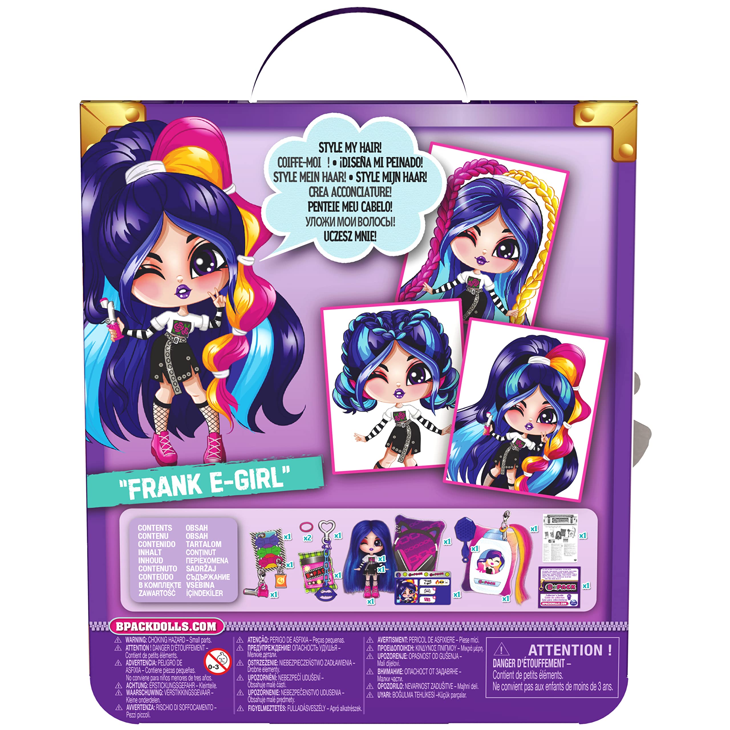 B Pack Luscious Locks Frank E-Girl Doll with Real Hair Extension – 3.5-Inch Collectible Toy for Ages 5+