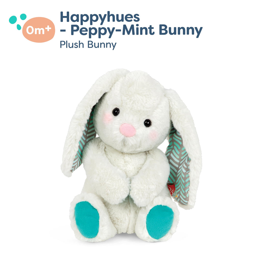B. toys 12-Inch Peppy-Mint Bunny – Soft Plush Rabbit, Machine-Washable, BPA-Free, Ages 0+