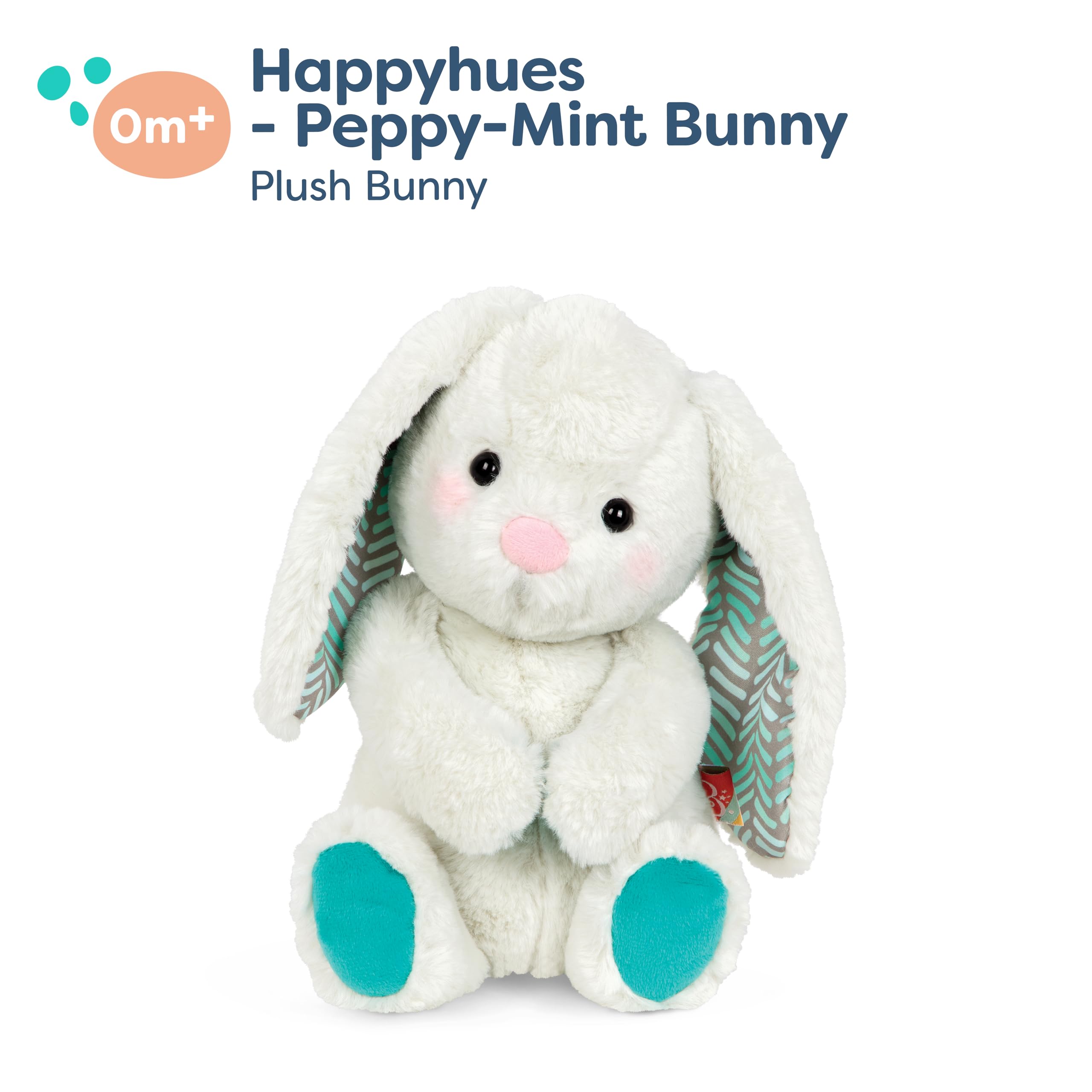 B. toys 12-Inch Peppy-Mint Bunny – Soft Plush Rabbit, Machine-Washable, BPA-Free, Ages 0+