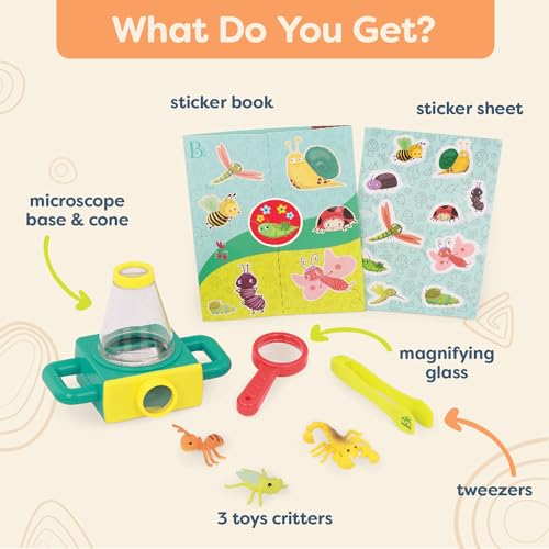 B. toys 9-Piece Microscope Set for Kids 4+ – 2-Way Viewing, LED Light, 100x Magnification