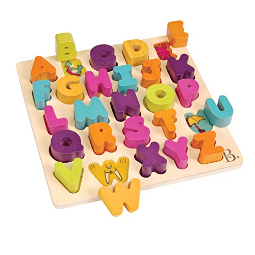 B. toys Alpha B. Tical Wooden Alphabet Puzzle – 26 Chunky Letters for Toddlers 18+ Months