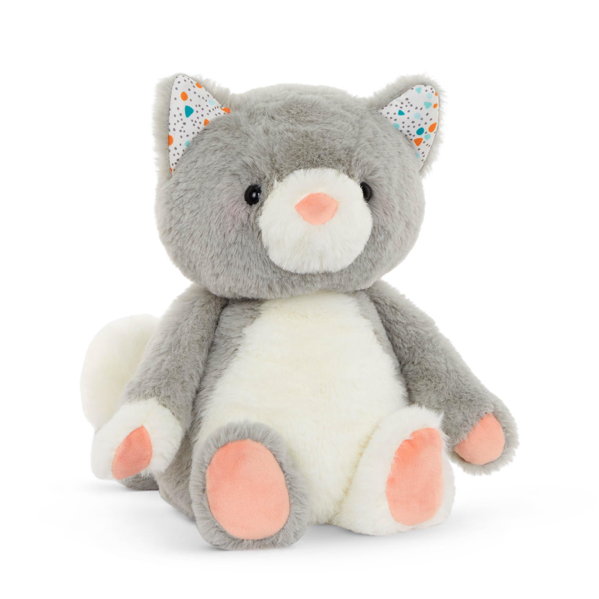 B. toys Cloudy Cosmo Plush Cat – 12-Inch Soft Stuffed Animal, Gray & White, Machine Washable