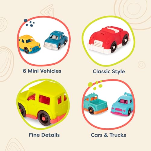 B. toys Happy Cruisers Mini Vehicles Set – 6 Colorful Cars for Toddlers Ages 1+