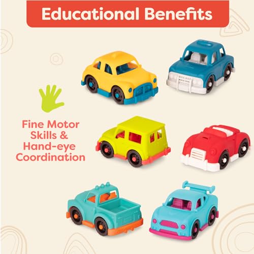 B. toys Happy Cruisers Mini Vehicles Set – 6 Colorful Cars for Toddlers Ages 1+