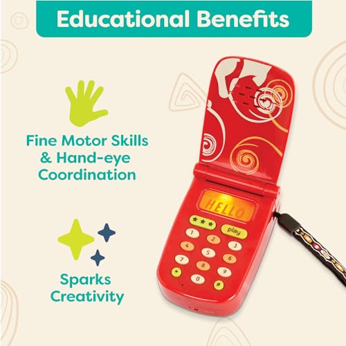 B. toys Hellophone Red – Toddler Cellphone with Sounds, Lights, and Voice Recording
