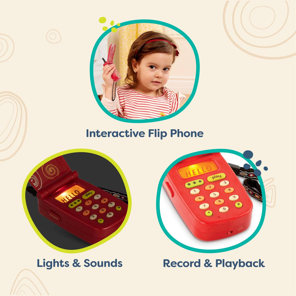 B. toys Hellophone Red – Toddler Cellphone with Sounds, Lights, and Voice Recording