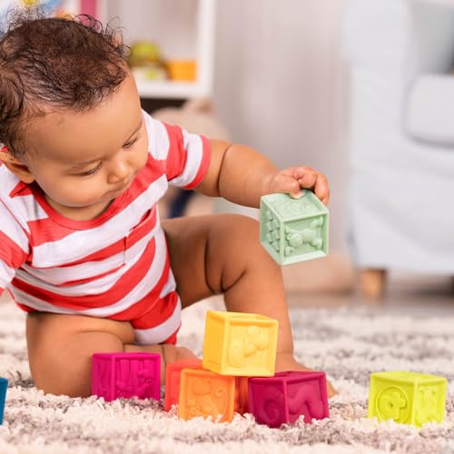 B. Toys One Two Squeeze Baby Blocks – 10 Soft Stacking & Building Blocks for Sensory Development