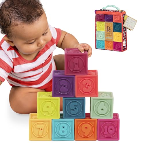 B. Toys One Two Squeeze Baby Blocks – 10 Soft Stacking & Building Blocks for Sensory Development