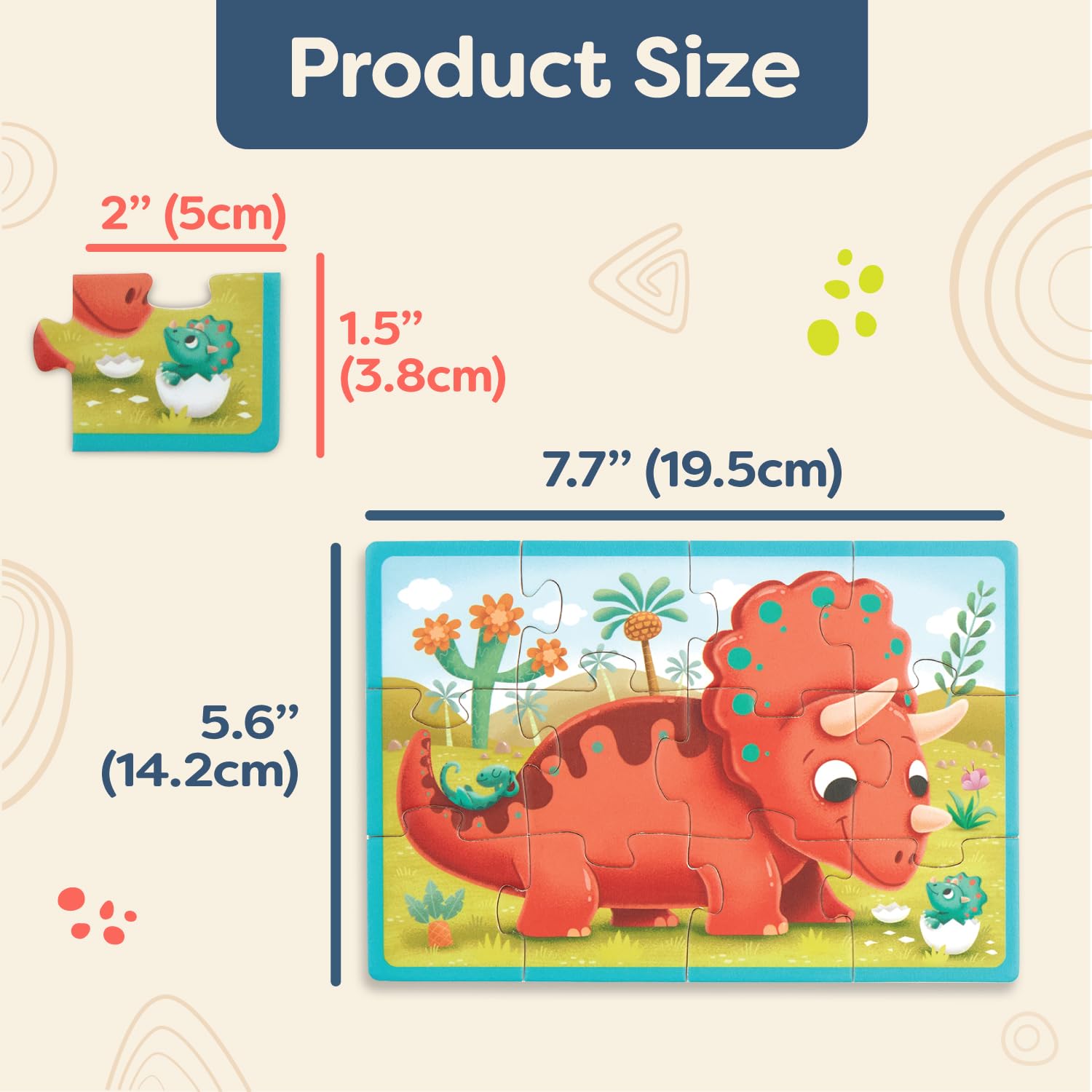 B. toys Pack o' Puzzles: 4 Wooden Dinosaur Jigsaw Puzzles for Kids Ages 3+