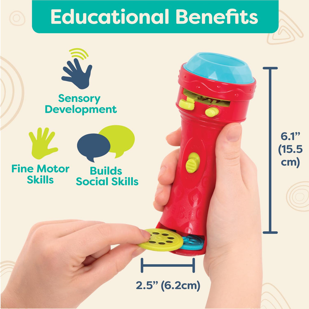 B. toys Projector Flashlight – Red – Space Toy with Planet and Alien Image Reels for Kids 4+