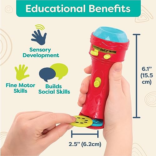B. toys Projector Flashlight – Red – Space Toy with Planet and Alien Image Reels for Kids 4+