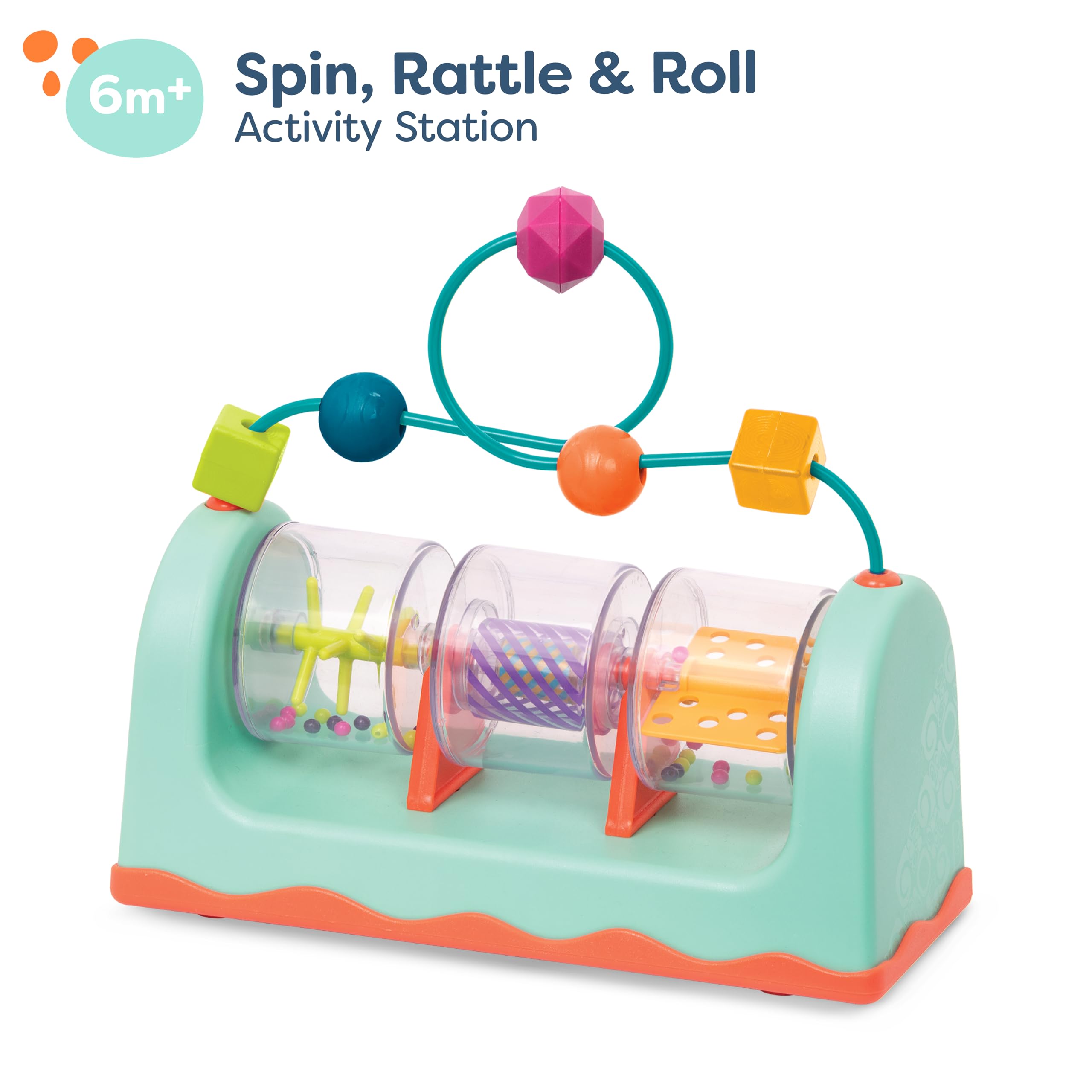 B. toys Spin, Rattle & Roll Bead Maze Activity Station – Sensory Toy for Babies 6 Months+