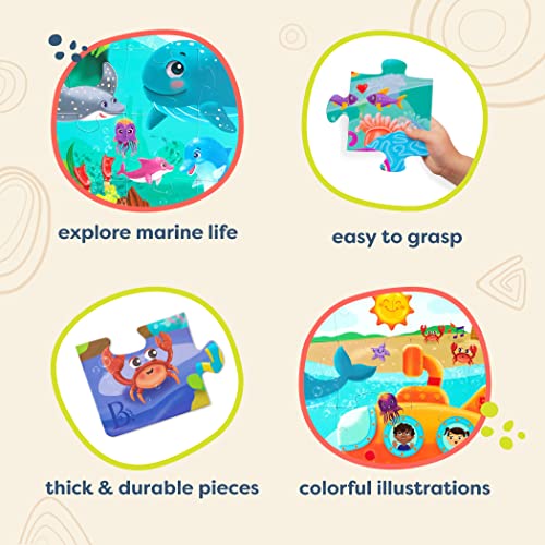 B. toys Under the Sea Floor Puzzle – 48-Piece Jigsaw with Ocean Animals, 24x36 Inches, for Kids Ages 3+