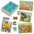 B. toys Wooden Animal Puzzles – 4-Pack of 12-Piece Jigsaw Puzzles for Toddlers Ages 3+