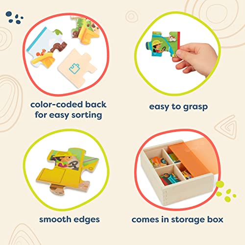 B. toys Wooden Truck Puzzles Set – 4 Jigsaw Puzzles for Kids Ages 3+