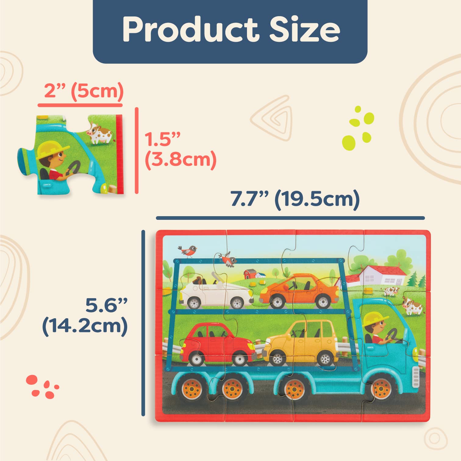 B. toys Wooden Truck Puzzles Set – 4 Jigsaw Puzzles for Kids Ages 3+
