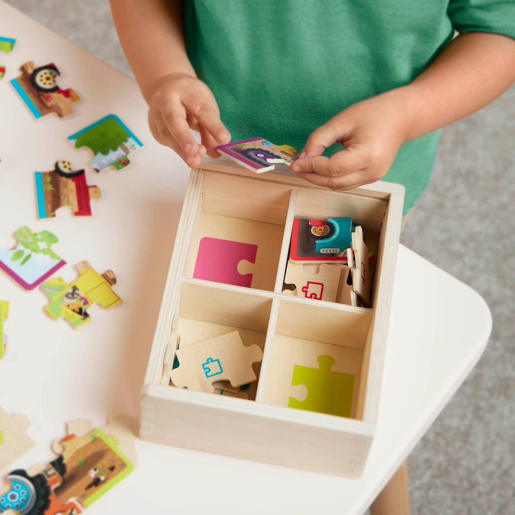 B. toys Wooden Truck Puzzles Set – 4 Jigsaw Puzzles for Kids Ages 3+