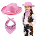 Babelshar Pink Cowboy Hat and Bandana Set for Toddlers – Felt Cowgirl Costume Accessory for Ages 3-8