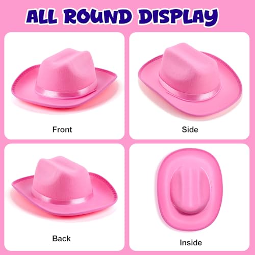 Babelshar Pink Cowboy Hat and Bandana Set for Toddlers – Felt Cowgirl Costume Accessory for Ages 3-8