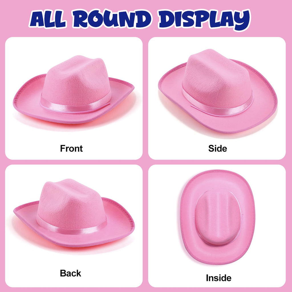 Babelshar Pink Cowboy Hat and Bandana Set for Toddlers – Felt Cowgirl Costume Accessory for Ages 3-8