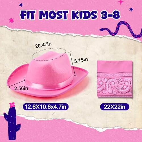 Babelshar Pink Cowboy Hat and Bandana Set for Toddlers – Felt Cowgirl Costume Accessory for Ages 3-8