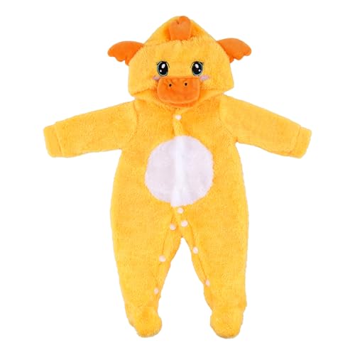 BABESIDE Yellow Duck Reborn Baby Doll Clothes for 17-20 Inch Dolls - Footed Pajamas with Hat